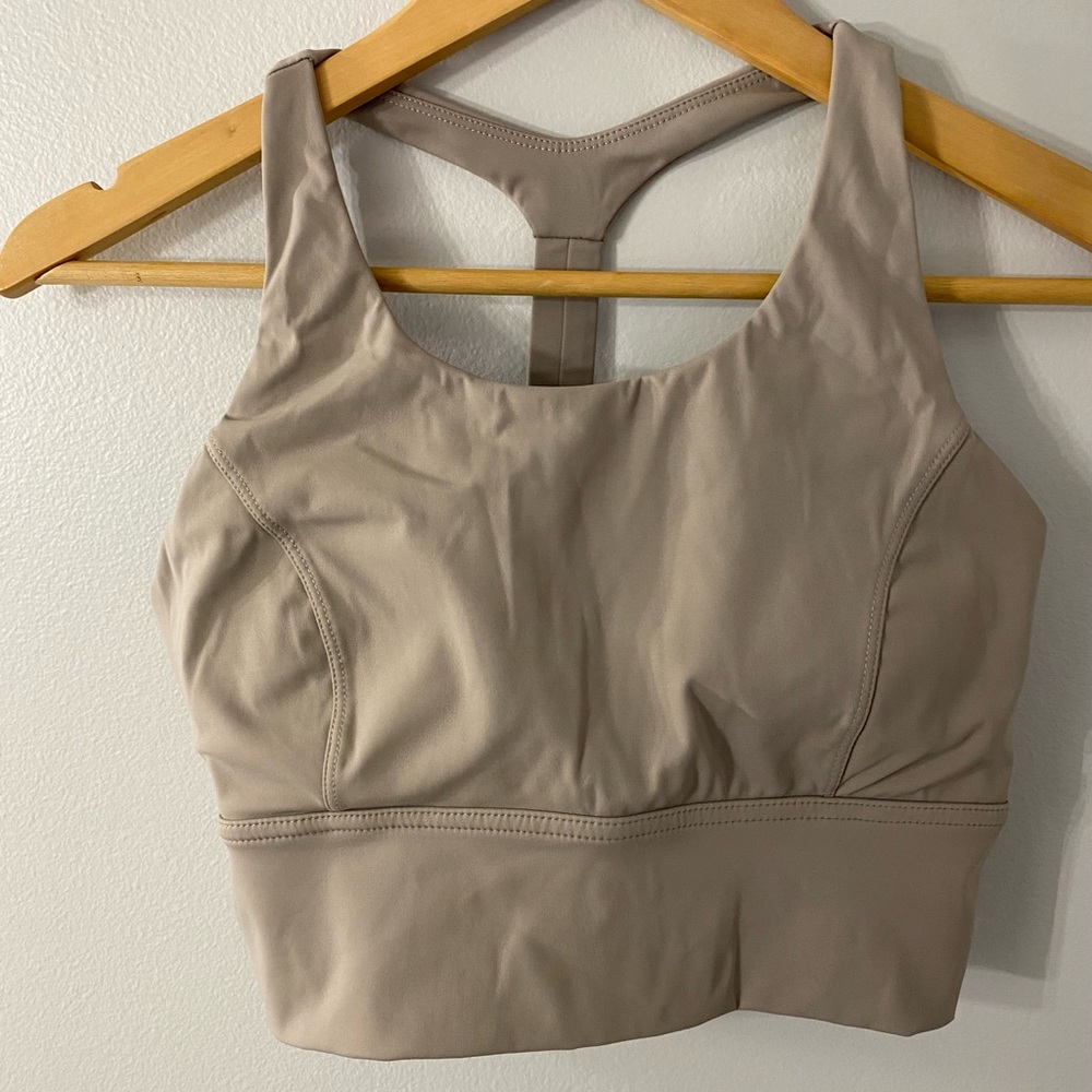Ododos Tan Sports Bra with Y-shape back straps. Size Medium